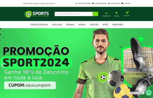 Loja SPORTS em WordPress Hello Elementor é Elementor FREE